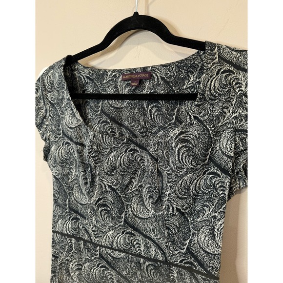 Marchesa Voyage Feather Print Twill Mini Dress Size 2 - Picture 3 of 7